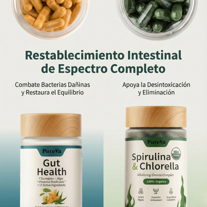 PureVa™ Dúo Reinicio Intestinal (Salud Digestiva + Espirulina/Chlorella)