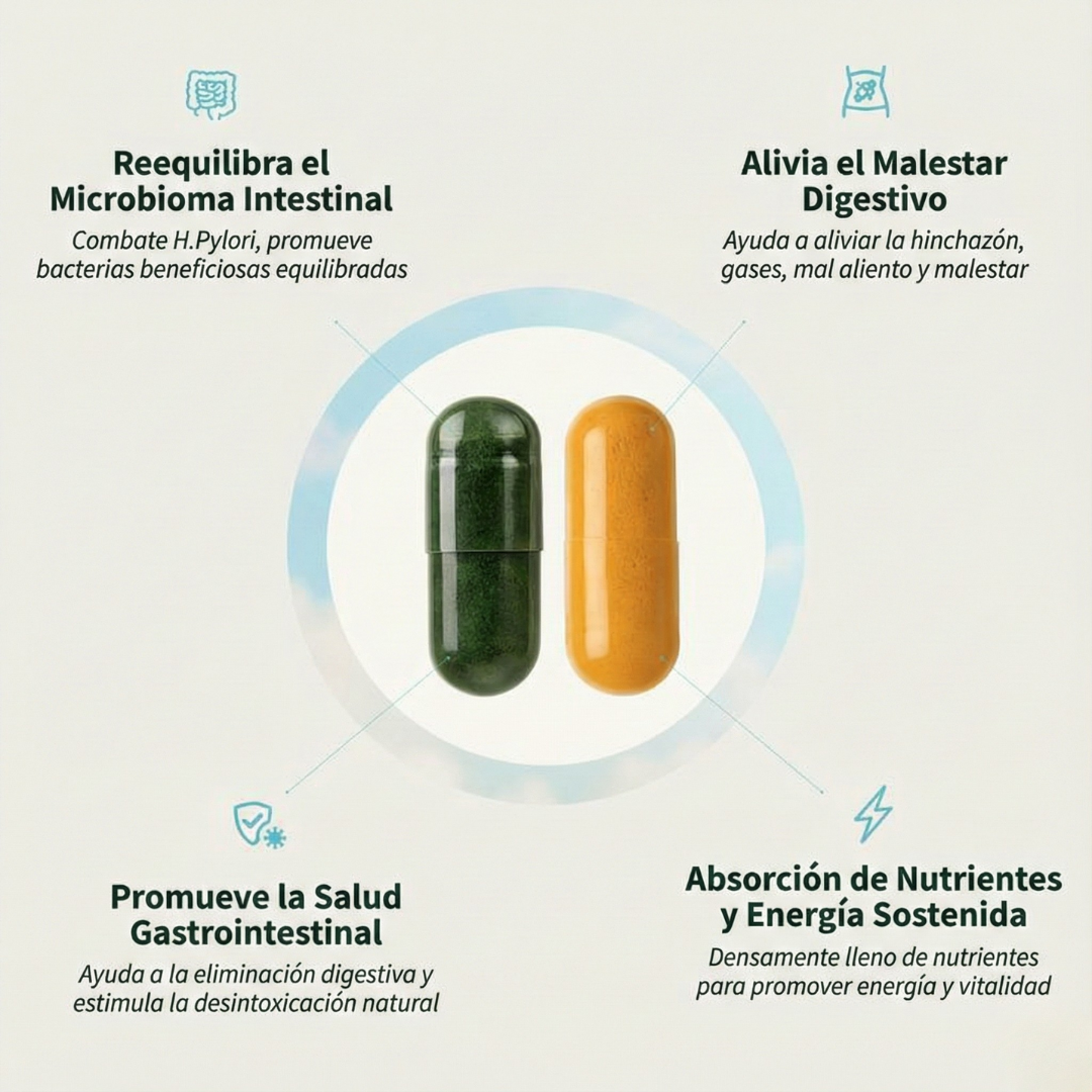 PureVa™ Dúo Reinicio Intestinal (Salud Digestiva + Espirulina/Chlorella)