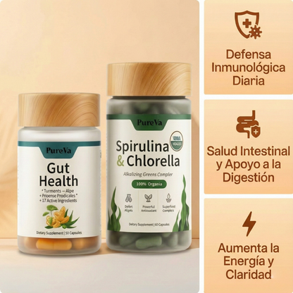 PureVa™ Dúo Reinicio Intestinal (Salud Digestiva + Espirulina/Chlorella)